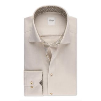 Stenstr&ouml;ms Lichtbeige Slimline Contrastoverhemd - Heren - Zakelijke Overhemden - Beige - 6XL - Katoen - Overhemden