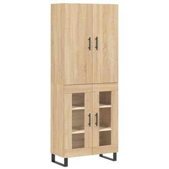 vidaXL Aparador Alto Madera Contrachapada Color Roble 69,5x34x180 Cm Vidaxl