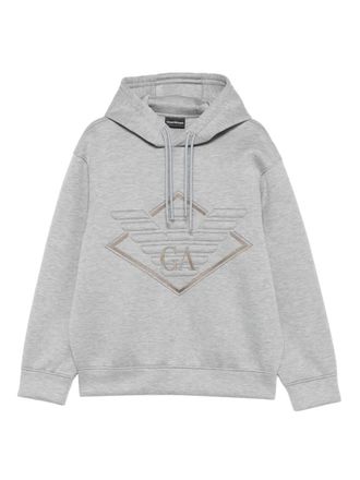 Emporio Armani logo-embroidered hoodie - men - Modal - M - Grey