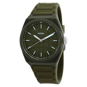 Fossil Everett Three-Hand Olive Silicone Watch