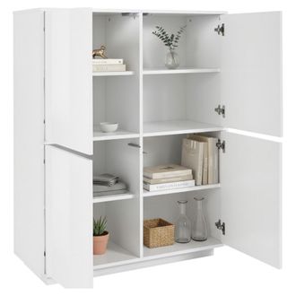 Dmora Aparador Dpaci, Aparador De Cocina Con 4 Puertas, Buffet De Sal&oacute;n, 100% Made In Italy, Cm 100x41h126, Blanco Brillo - Dmora