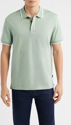BOSS Parlay Tipped Cotton Polo in Open Green at Nordstrom, Size Xx-Large