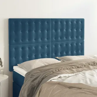 vidaXL Cabeceros 4 Unidades Terciopelo Azul Oscuro 72x5x78/88 Cm Vidaxl