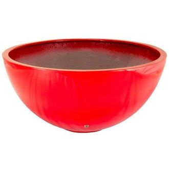 PRIMROSE Gloss Red Garden Outdoor Fibreglass High Low Bowl Planter 72cm