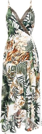 Camilla draped tiger-paint wrap dress - women - Silk - M - White