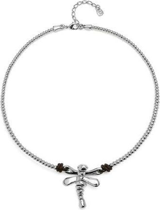 UNOde50 Sterling Silver Plated Short Necklace with Central Dragonfly at Nordstrom