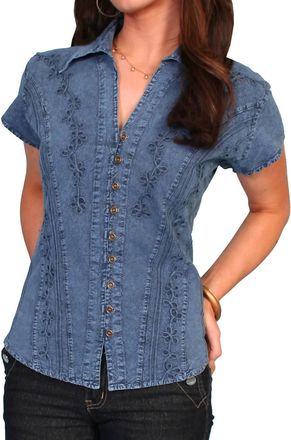 Scully Cap Sleeve Blouse In Blue