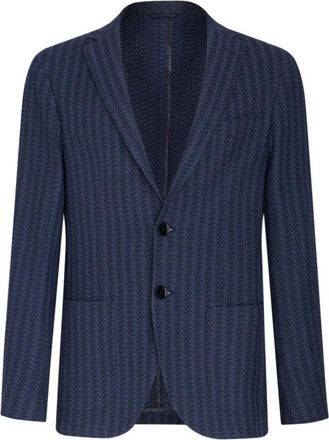 Etro Jacquard Single-breasted Jacket - Heren - Blazers - Blauw - 2XL - Katoen - Jassen