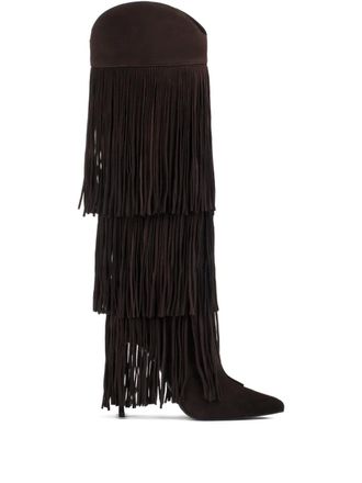 Le Silla 120mm Andy fringed boots - Brown