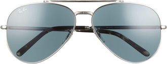 Ray-Ban New Aviator 62mm Oversize Pilot Sunglasses in Silver /Blue at Nordstrom
