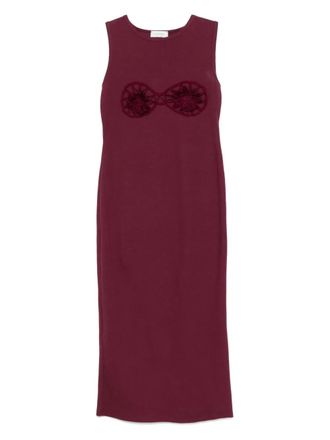 Magda Butrym flower-appliqué midi dress - women - Elastane/Cotton - 34 - Purple