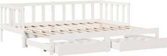 vidaXL Daybed with Trundle and Drawers without Mattress White 80x200 cm Vidaxl