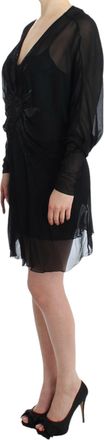 Roberto Cavalli Womens Black Long Sleeve Silk Dress
