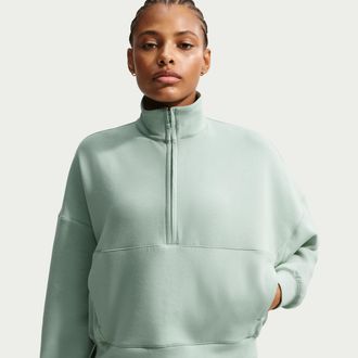 Nike Womens 24.7 ImpossiblySoft Dri-FIT Oversized 1/2-Zip Top in Green | HQ8188-006