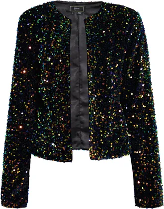 Faina Jasje met pailletten Dames Blauw Veelkleurig