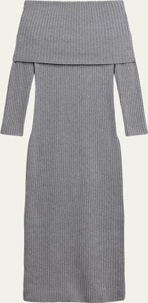 Theory Off-The-Shoulder Wool-Cashmere Sweater Dress