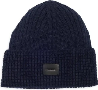 AllSaints Logo Patch Cuffed Beanie in Deep Water Blue at Nordstrom Rack