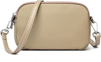 Generic Compatible For Women Solid Color Small Female Tote Soft Leather Handbag Shoulder Messenger Bag(Khaki)