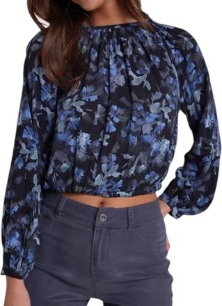 Bella Dahl Floral Tie Back Smocked Top In Blue/black