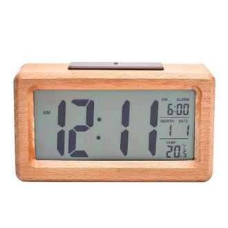 OEM Reloj Despertador Digital De Madera, Lcd Digital Sin Tictac, Con Visualizaci&oacute;n De Fecha Y Temperatura, Funci&oacute;n De Repetici&oacute;n, Reloj Digital Para Dormi