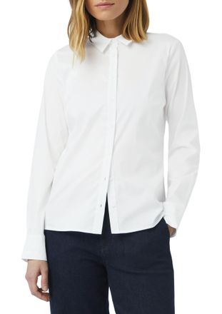 Comma Hemdbluse COMMA, Damen, Gr. 38, weiss (wei&szlig;), Web, Obermaterial: 71% Baumwolle, 25% Polyamid, 4% Elasthan, unifarben, regular fit taillenbedeckt, Mans