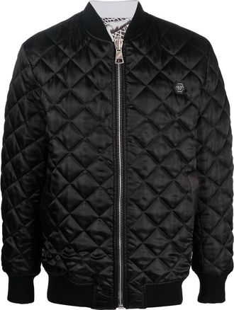 Philipp Plein reversible quilted bomber jacket - men - Cotton/Polyester - 56 - White
