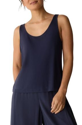 Eileen Fisher Slim Fit Scoop Neck Silk Tank in Ink at Nordstrom, Size Xx-Small