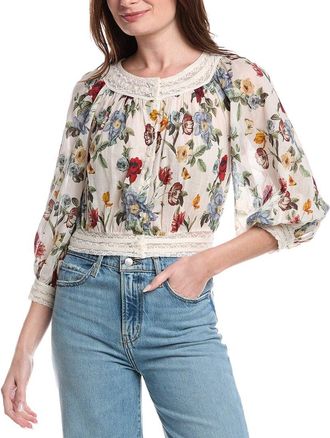 Alice & Olivia Alice + Olivia Cherelle Gathered Crop Blouse