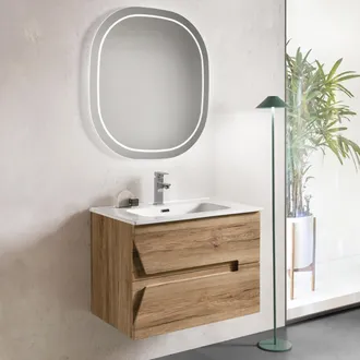 MODO Mobile Sospeso Bagno Haiti 70 Cm 2 Cassetti Rovere Nodi