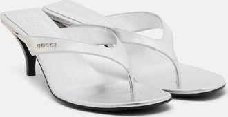 Gucci Vittoria metallic leather thong sandals