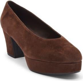 Jeffrey Campbell Chapters Almond Toe Platform Pump in Brown Suede at Nordstrom Rack, Size 8