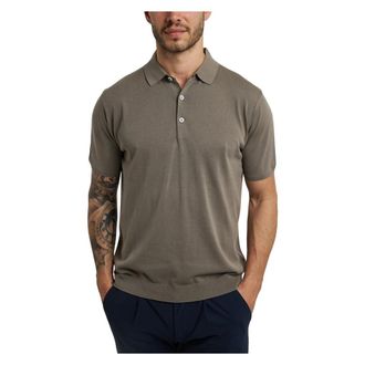 People of Shibuya Short-Sleeve Knit Polo - Heren - Polos - Beige - XL - Katoen - Tops