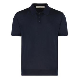 Golden Goose Giotto Gebreide polo shirt van scheerwol - Heren - Polos - Blauw - S - Wol - Tops