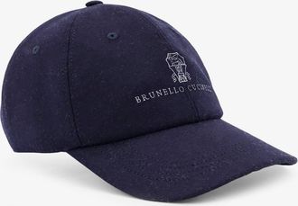 Brunello Cucinelli Mens Baseball Hat Blue Virgin Wool