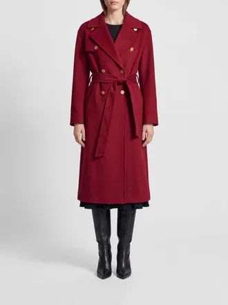Alberta Ferretti Double-Breasted Long Wool and Cashmere Coat with a Belt