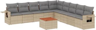 vidaXL Juego De Sof&aacute;s Jard&iacute;n Con Cojines Beige 10 Pzas Rat&aacute;n Sint&eacute;tico Vidaxl