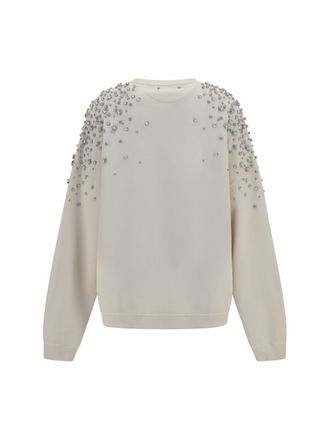 Golden Goose Womens Embellished Sweatshirt Heritage White Cotton Sweatshirts Sweater