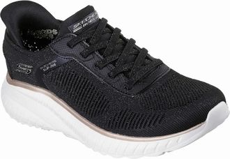Skechers Womens Skechers BOBS Sport Squad Chaos Textile Womens Black/Gold Standard Trainers - Size: 4