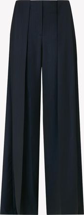 Serena Bute Wool Beltloop Pleated Trouser - Navy Blue