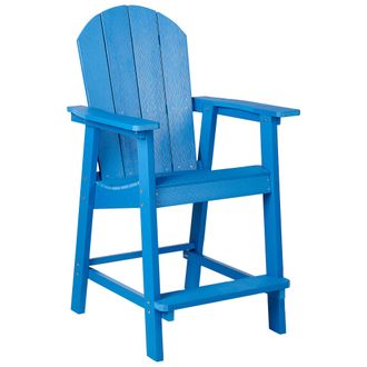Beliani Beliani - Silla De Bar Tumbona De Madera Pl&aacute;stica Para Patio Jard&iacute;n Azul Adirondack