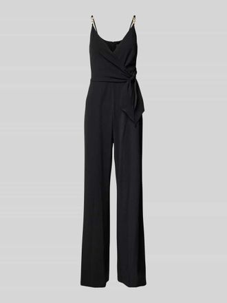Adrianna Papell Jumpsuit mit Perlen und Knotendetail in Black, Größe 40