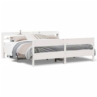 Berkfield Home Bed Frame without Mattress White 180x200 cm Super King Solid Wood Pine