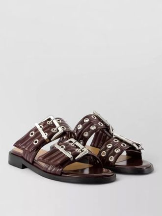 Ganni strappy flat sandals synthetic smooth calfskin