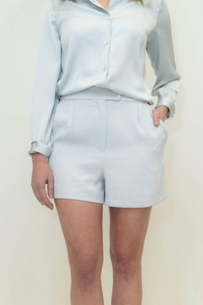 Skies Are Blue Clothing Sienna Eco-Friendly Tailored Shorts In Icy Light Blue Grey