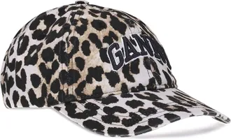 Ganni Womens Leopard Baseball Hat Cotton E Hairbands