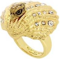 Kurt Geiger Pavé Crystal Eagles Head Shell Cocktail Ring in Gold at Nordstrom Rack, Size 8