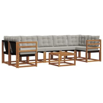 vidaXL Conjunto De Sof&aacute;s De Exterior 8 Pcs Gris Natural Y Claro Vidaxl