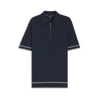 BOSS Zip-neck sweater in a linen blend