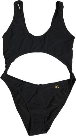 Dolce & Gabbana Womens Black Cutout Logo One Piece Swimsuit Swimwear Nylon Elastane Clothing