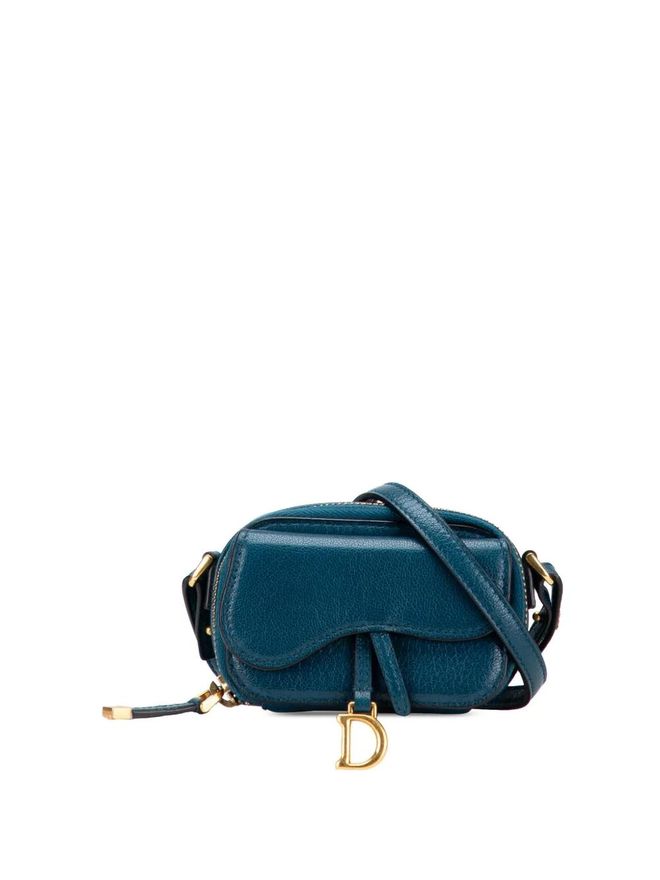 2021 Mini Goatskin Saddle Pouch crossbody bag - Blue